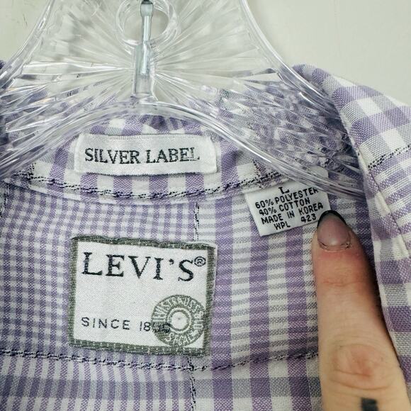 Levi’s Silver Label Purple Plaid Long Sleeve Button Up Shirt Men’s Size L - Picture 2 of 6